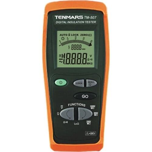 TENMARS TM-507 Insulation Tester Megohmmeter Resistance Tester CAT IV 600V 4 Digits LCD Display, 4 Digit LCD Display