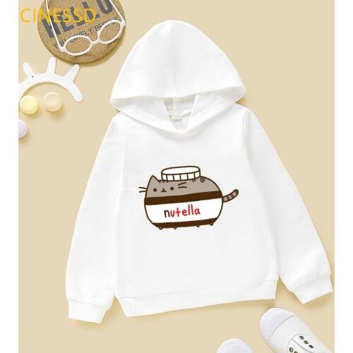 Cute Nutella Cat Cartoon Print Hoody Kids Clothes Funny Sweatshirt For Girls/Boys Harajuku Kawaii Winter Children Clothing Coat