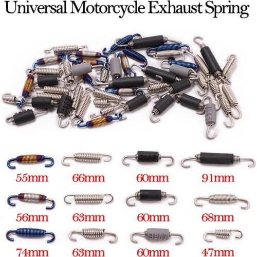 2PCS Universal Motorcycle Exhaust Spring Hooks Stainless Steel Exhaust Front Middle Link Pipe Rotatable Metal Springs Kit Set