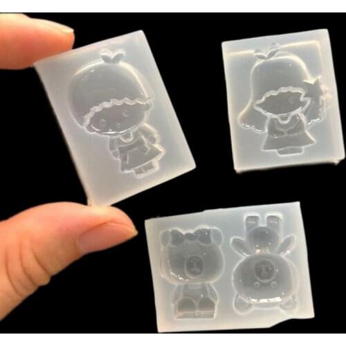 Mirror Mini Gemini Cartoon Bear Crystal Silica Gel Mould Handmade Jewelry Accessories