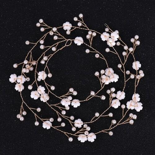 Bridal Pearl Flower Headbands Wedding Accessories Bride Tiaras Gold Silver Color Hairwear For Women Jewelry