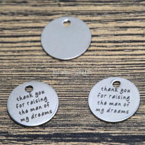 10pcs thank you for raising the man of my dreams charm silver tone message charm pendant 20mm