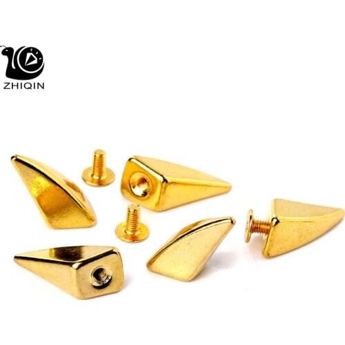 100sets Golden Dragon Claw Punk Spike Studs Metal Screw Back Leathercraft Shark Findings For Leather Pet Collars Bags Bracelets