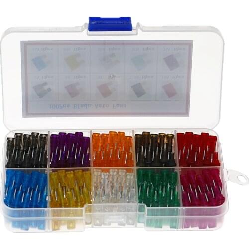 100Pcs Assorted Standard Blade Fuse Kit 2A 3A 5A 7.5A 10A 15A 20A 25A 30A 35A