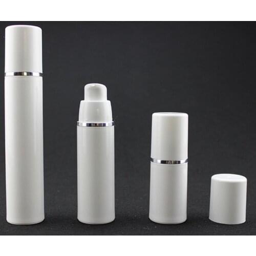 15ml 30ml 50ml PP Plastic Airless Bottles White Airless Vacuum Pump Lotion Bottle with Silver Line DHL