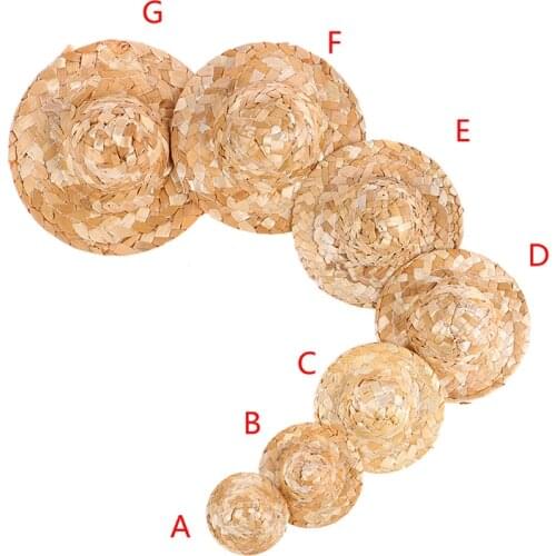 2PCS/Set Hand Knitting Mini Doll Straw Hat Play Dressing Gift Jewelry DIY Craft Accessories Decoration Kids Toy Pretend Ornament