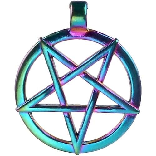 20PCS Rainbow Color Round Star Pentagram Amulet Charms for Handmade Necklace Pendant Jewelry 23603