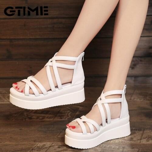 2021 Sandals womens summer womens slope heel thick bottom open toe new ZIPPER HIGH HEEL SANDALS#SJPAE-137