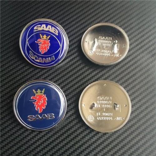 40pcs 50mm New Car Styling SAAB SCANIA Blue Front Bonnet Badge Emblem Auto Logo 2 pins 5289871 4522884