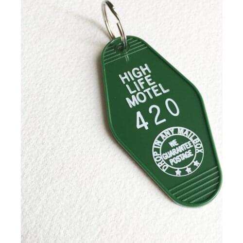 420keychain,hotel keychain,weed,vintage,retro,hotel key chain,motel key tag ring ,HIGH LIFE MOTEL