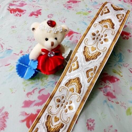 6.6cm 66mm 2-5/8' Folk Beautiful Ethnic Yellow Brown White Classic Quality Curtain Laciness National Jacquard Embroidery Ribbon