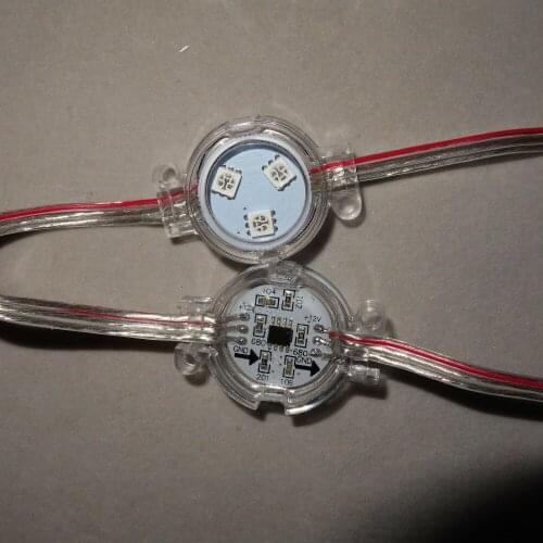 Addressable 30mm DC12V WS2811 led smart module;0.72W;RGB full color;clear cover;IP68 rated;all clear wire