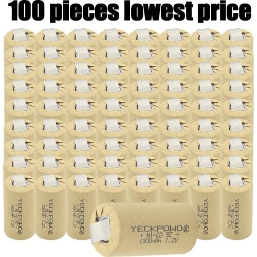 100 pieces rechargeable battery SC batteries SUB C akkus 1300mah flat top batterien Europe warehouse 7 day delivery for hitachi