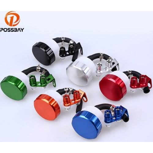 POSSBAY CNC Motorcycle Accessories Oil Master Cylinder Reservoir Front Brake Clutch Tank Fluid Cup for Honda Suzuki Triumph