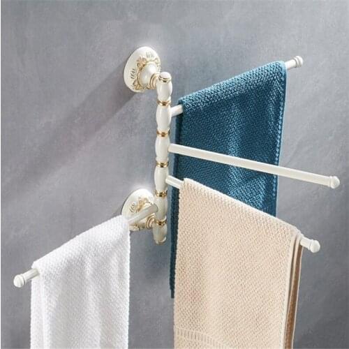 Bath Hardware Aluminum Carved Foldable Movable Rotatable Bath Towel Bar Bathroom Towel Rack Wall Mounted Towel Holder 2-5 Bars