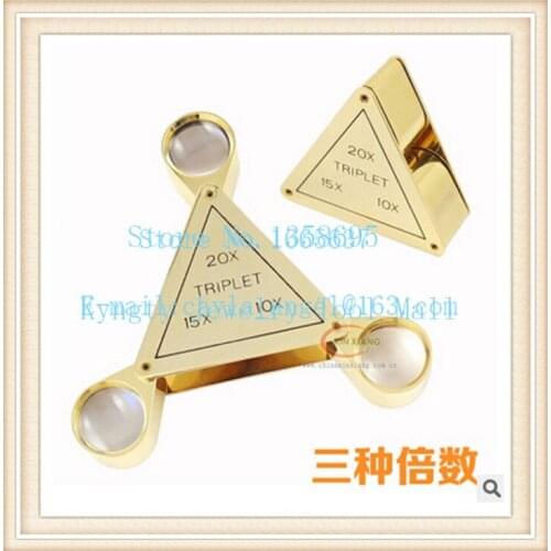 Free Shipping craft jewelry tool s High Quality 10X 15X 20X Triangle Triplet Eye Loupes Gem Loupes 1pcs/lot