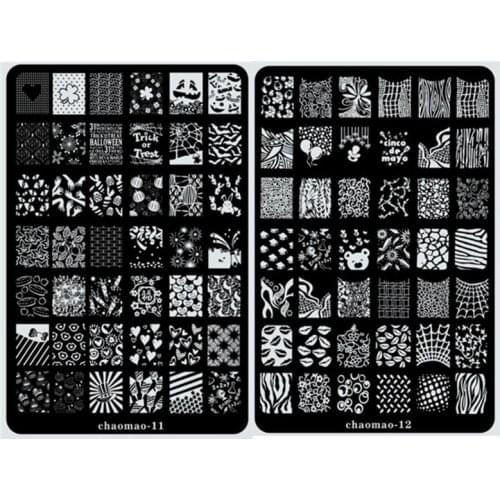 Large Size CHAOMAO Image Plate Flower Lace XL Nail Stamp Stamping Nail Art Stencil Template 14 designs