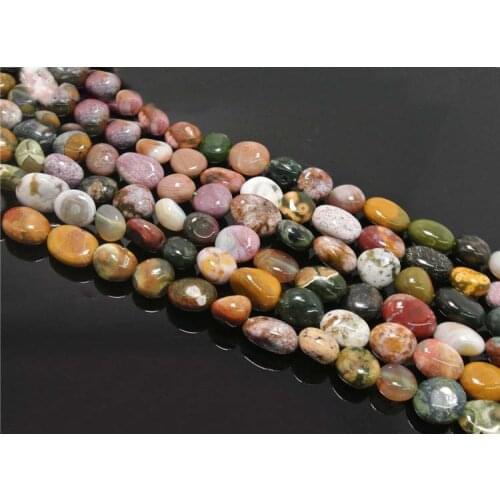 2 Strands Natural Stone Marine Agates Irregular Oval Shape Loose Beads 15.5 Inch