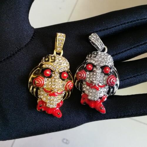 Statement Chunky Pendant Necklaces Iced Out Bling 6ix9ine Chain Clown 69 Tekashi69 Saw Billy Chain Necklace Hip Hop Jewelr