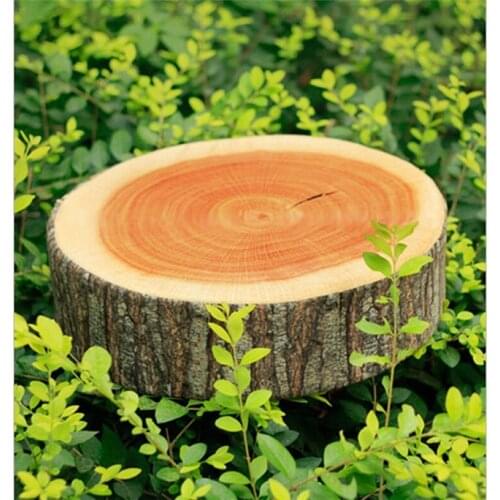 1Pc New Stump Shaped Decorative Pillows Cute Round Woods Grain Soft Plush Chair Seat Cushion Pillow Home Car Decor IC673462