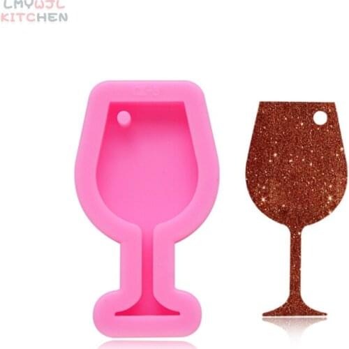 DIY Crystal Wine Glass Silicone Mold Homemade Epoxy Resin Keychain Jewelry Pendant Making Mold Fudge Cake Decoration Tool