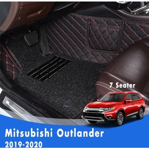 For Mitsubishi Outlander 2019 2020 (7 Seats) Luxury Double Layer Wire Loop Car Floor Mats Auto Carpets Covers Artificial Leather