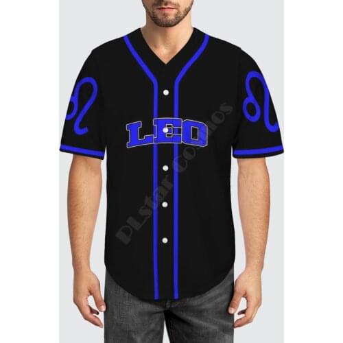 Baseball Jersey Beach Summer Leo 3D All Over Printed Mens Shirt Casual Shirts hip hop Black tops 08