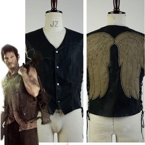 The Walking Dead Costume Daryl Dixon Vest angel Wings Jacket Motorcycle Vest Halloween Cosplay Costume For Adult Men
