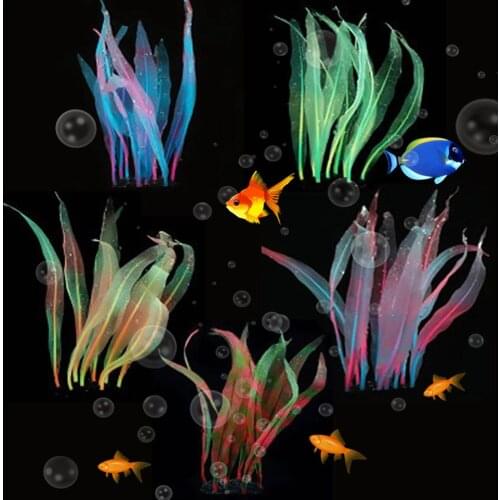 18-25cm Aquarium Decor plastic plants Simulation Artificial Water Grass Fish Tank Ornaments Silicone Kelp Aquarium Accessories