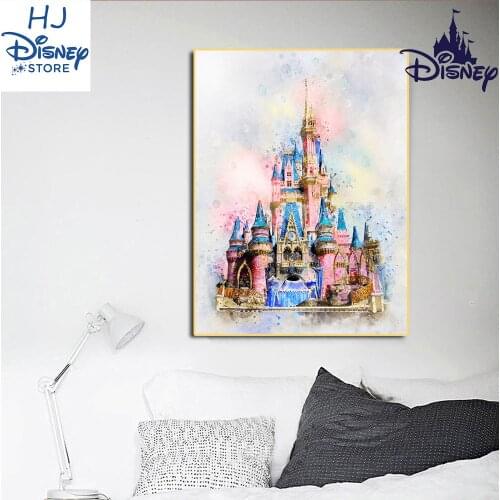 Room Print Canvas Painting Decor Disneyland Sleeping Beauty Magic Castle Watercolor Printable Art Disney Princess Castle Picture