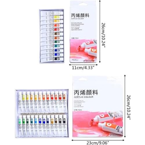 12/24 Color Acrylic Paints Brush 12ml Artist Drawing Painting Pigment Wall Paint