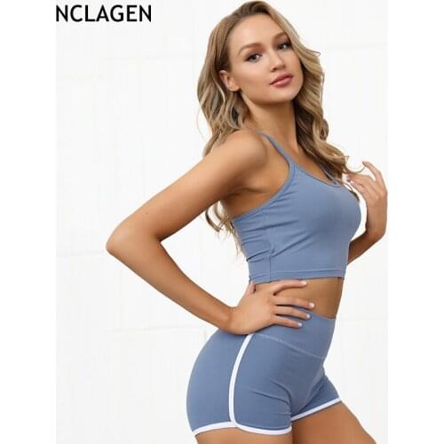 NCLAGEN Yoga Set Gym Clothes Women Sportwear Bra Short Booty Scrunch Fitness Suit Sexy Workout Tracksuit Elastic Sport Outfit