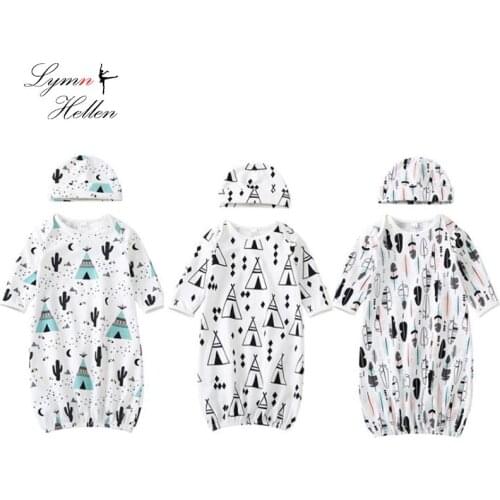 3 Style Boys Girls Hats + Sleeping Bag Set, Newborn Baby Long Sleeve Printed Sleeping Bag Infant Soft Cotton Sleep Wear Cloth