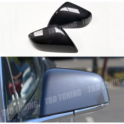 Carbon Fiber Rear View Mirror Cover For Tesla Model X 75D 90D P90D 2016 2017+ Add On Style Gloss Black &Matt Black