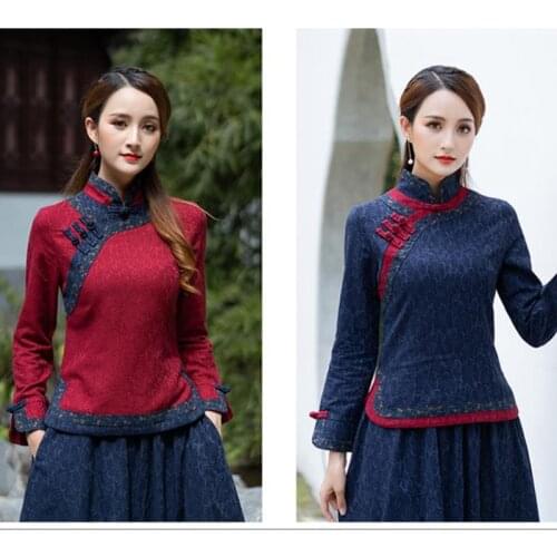 Linen Chinese Traditional Top Qipao Shirt for Woman Cheongsam Style Shirts Chinese Blouse for Ladies plus size robe chinoise