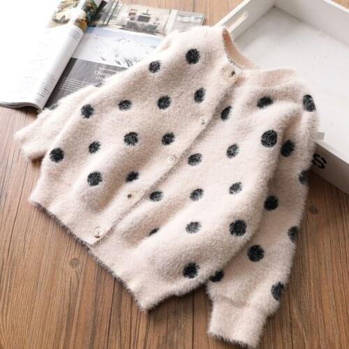 Lovely Dots Pattern Kids Jacket Sweater Children Spring Clothes Girls Knitted Cardigan Baby Girls Coat Comfort Children Outwear