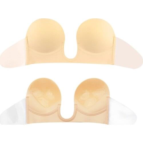 Invisible Push Up Bra Strapless Bras Formal Dress Wedding/Evening Sticky Self-Adhesive Silicone Brassiere New Deep U Plunge Bra