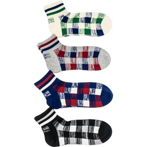 5 Pairs Mens Sock Spring Autumn Cotton Shaping Male Ankle Socks Korean Classic Trendy Fashion Plaid Casual Tube Sock Best Gifts