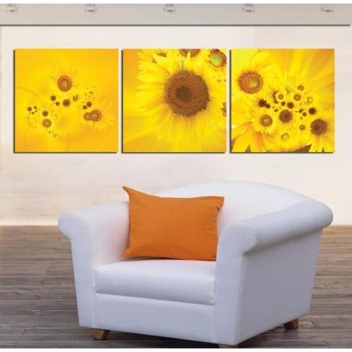 New 3 Piece Modern Wall Oil Painting Abstract Large yellow sunflower Wall Art Picture Paint on Canvas Prints for home decorat