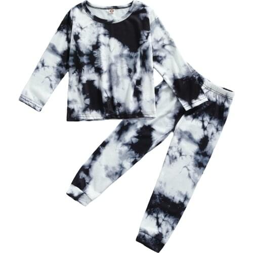New Children’s Casual T-shirt and Trousers Set Fashion Tie-dye Long Sleeve Tops and Long Pants