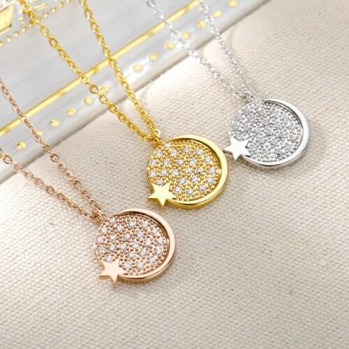 Zircon Planet Star Moon Necklace For Women Men Charm Collier Collar Crystal Pendants Nekclaces Aesthetic Jewelry Birthday Gifts