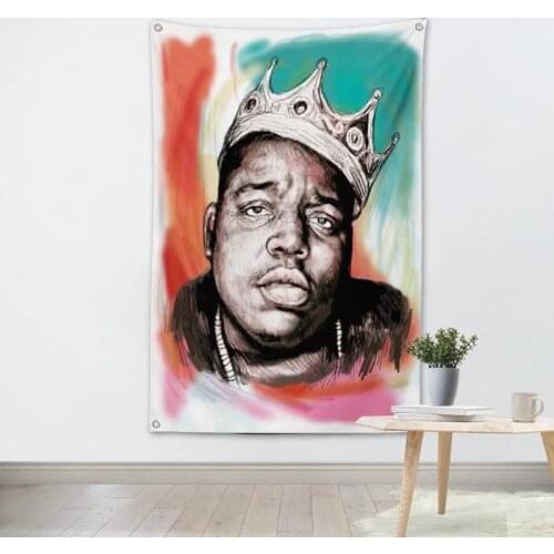 The Notorious B.I.G Pop HD Music Poster Tapestry Pop Band Banner Four Holes Flag Mural Hanging Painting Bar Cafe Home Decor