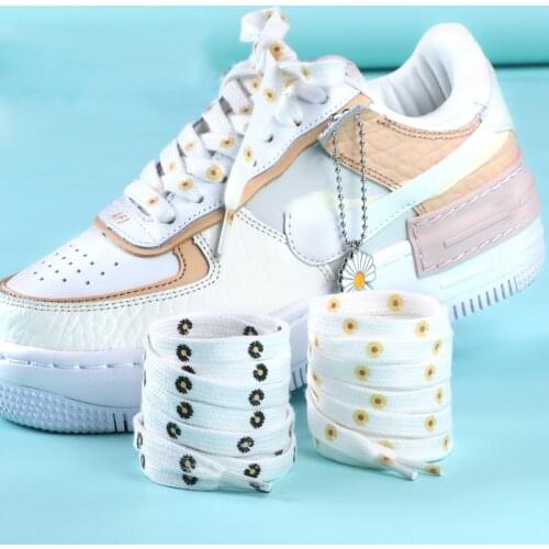 Daisies Flat Shoelaces AF1 Sports Cartoon Printing High-top Canvas Sneakers Shoe Lace Outdoor Walking Fashion Unisex Shoelace