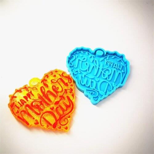 Heart Mold Happy Mothers Day Embosser Stamp Silicone Baking DIY Sugar Chocolate Cookie Cutter Mould Fondant Cake Decorating Tool