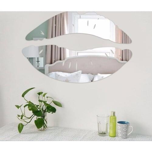 Modern Morning Kissing Lips Wall Mirror Stickers Bedroom Art Decals Home Decor Decoration