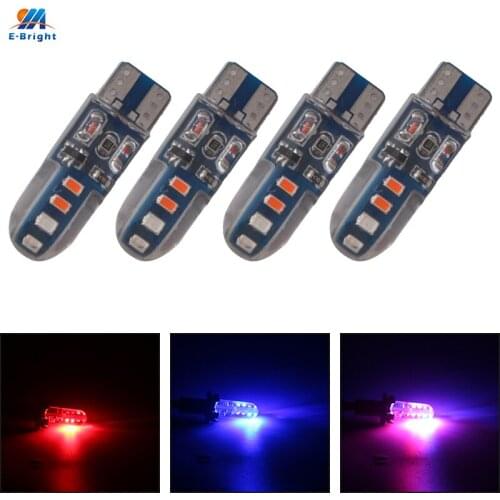 T10 W5W 194 168 2825 Strobe Flash Light Bulbs 158 175 Trunk Lamp Car Dome Map Lights Side Marker Lamps 2016 Chips Red+Blue 4PCS