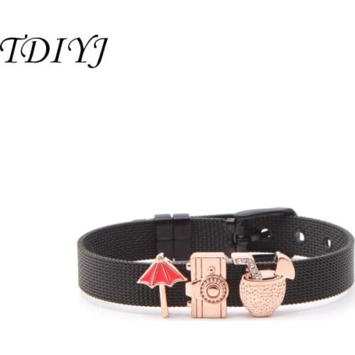 TDIYJ Travel Journey Umbrella Camera Mesh Keeper Personized Black Bracelet Fit For Stainless Steel Bracelet 1Pcs/lot