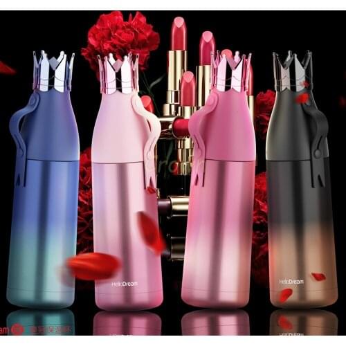 Stainless Steel Thermos Queen Crown Water Bottle Portable Travel Coffee Mug Creative Insulated Princess Flask 240ml/350ml