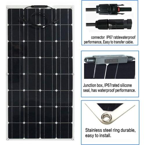 Thickness 2.5MM Flexible Solar Panels 18V 100W Monocrystalline Cells Photovoltaic Solar Panel System