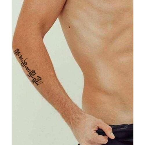 Waterproof Temporary Tattoo Sticker Black Tibetan Buddhism Sanskrit Lotus Totem Fake Tattoos Flash Tatoos Arm Body Art Women Men